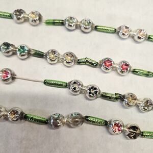 Vintge Christmas Tree Mercury Glass Bead Garland Double Indent Beads & Barrels